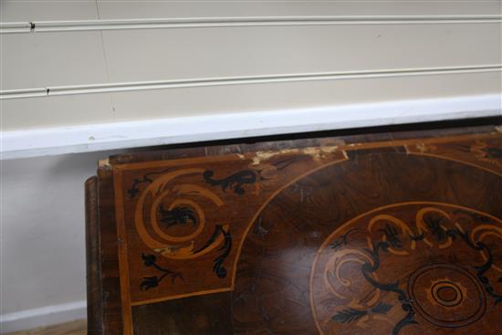 A late 17th century walnut marquetry and oyster veneered chest, W.3ft 3in. D.2ft .5in. H.2ft 9in.